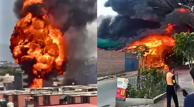 Incendio de gran magnitud consume fábrica de colchones en San Juan de Lurigancho