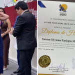 Karen Paniagua es condecorada por el Parlamento Andino