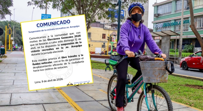 Municipalidad de Lima suspende ciclovía de la av. Arequipa por las elecciones