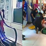Niña sufrió aparatosa caída en escalera mecánica de centro comercial