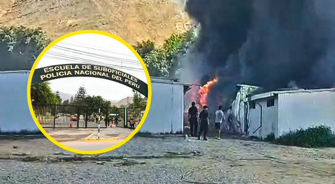 Voraz incendio consume escuela de la Policía Nacional en Puente Piedra