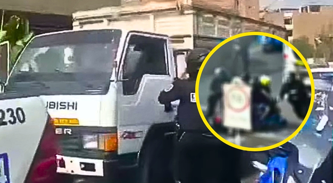 Chofer casi atropella a dos mujeres y choca contra moto de serenazgo