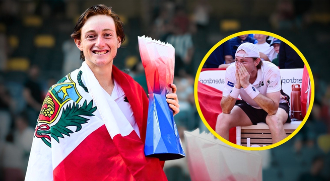 Ignacio Buse celebra con la bandera peruana tras ganar el ATP 500 de Hamburgo