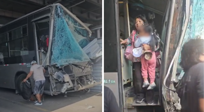 Bus del Metropolitano se estrella contra estación Canaval y Moreyra en Vía Expresa