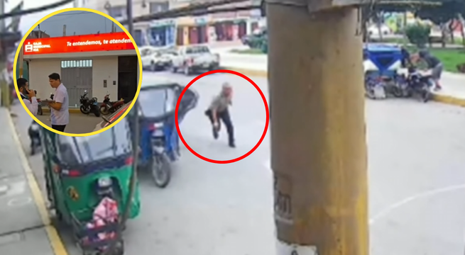 Roban banco municipal a balazos en Barranca: un policía se enfrentó a 7 delincuentes armados