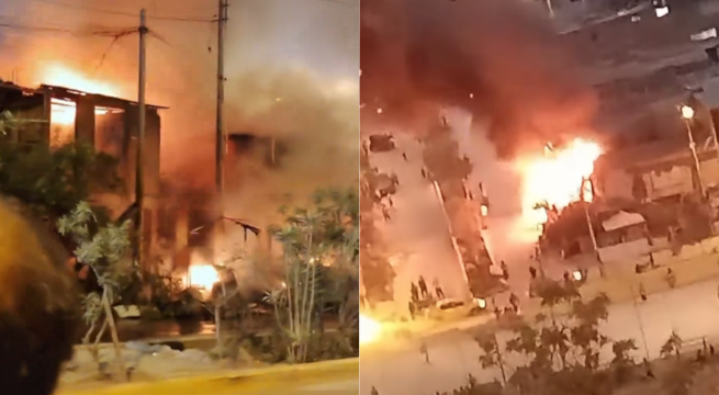 Voraz incendio daña viviendas en Villa el Salvador: 9 unidades de bomberos atienden siniestro