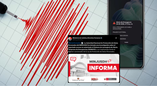 Ministerio de Justicia investiga presunto acceso irregular al SISMATE tras falsa alerta de terremoto y tsunami