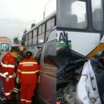 Trágico choque entre combi y bus deja dos muertos en la Panamericana Sur