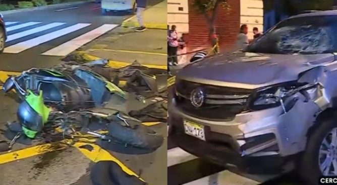 Cercado de Lima: motociclista muere tras violento choque contra una camioneta | VIDEO