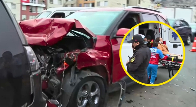 Cuádruple choque en plena vía deja varios heridos y provoca fuerte tráfico | VIDEO