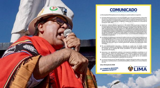 Roberto Sánchez exige a la MML que le conceda permiso para su cierre de campaña en Centro de Lima