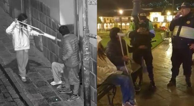 Pareja de ladrones usan muleta como arma para robar en Cusco