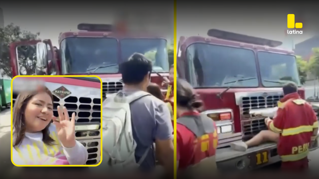 San Borja: Mujer se aferra a camión de bomberos y retrasa atención de incendio
