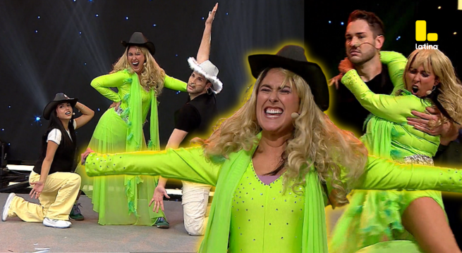Me Caigo De Risa: ¡Luciana Arispe se transformó en Laura León y terminó volando por el escenario gracias a eduardo romay!