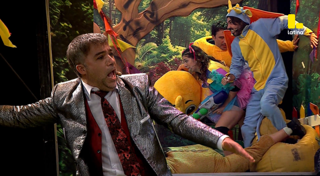 Me Caigo De Risa: ¡Un pollo, una capibara y un dinosaurio sostuvieron a Alicia Mercado mientras Renzo Schuller se deslizaba por el Escenario Inclinado!