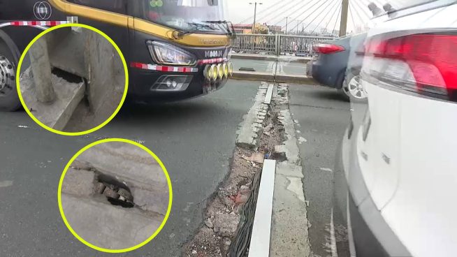 Alerta en el Centro de Lima: Puente Santa Rosa está lleno de grietas en pista, vereda y barandas