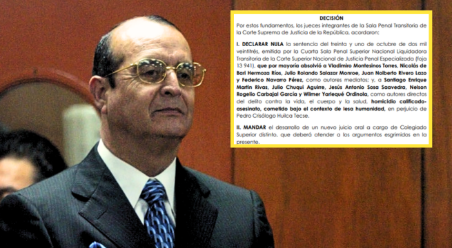 Corte Suprema ordena nuevo juicio contra Vladimiro Montesinos y otros por el asesinato de Pedro Huilca