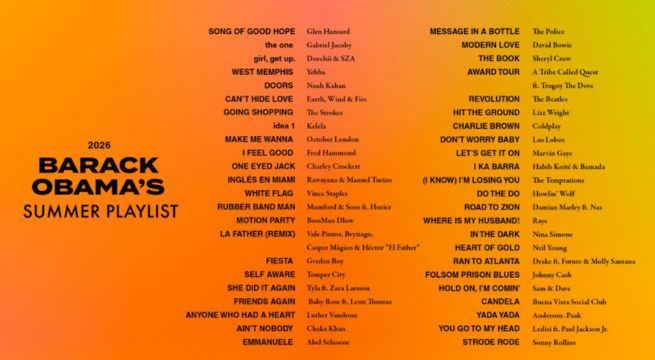 Estas son las canciones que escucha Barack Obama este 2026: Desde David Bowie hasta Coldplay