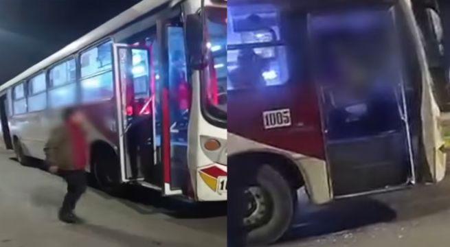 Comas: balean bus de la empresa Santa Cruz y dejan amenaza extorsiva contra transportistas