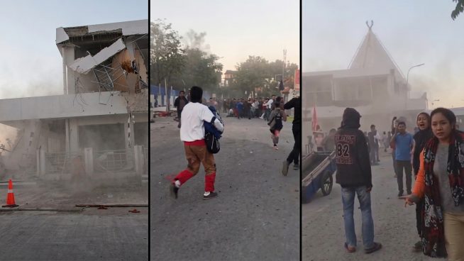 Videos del momento exacto del devastador terremoto de 7.7 que azotó Indonesia