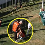 Futbolista dejó desmayada a fotógrafa de un pelotazo en la cara | VIDEO