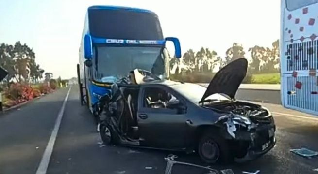 Dos personas mueren tras choque entre bus y colectivo en Huacho