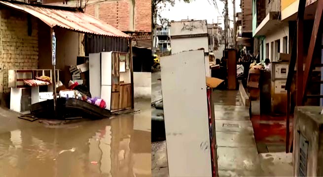 Casas inundadas tras llovizna en Villa El Salvador
