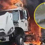 Cisterna explota tras choque con vehículo que transportaba excavadora en Panamericana Norte