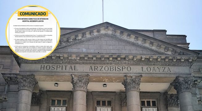 Interno escapa del hospital Loayza: INPE anuncia investigación y búsqueda para recapturarlo