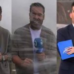 Ola gigantesca tumba a reportero durante transmisión en vivo de noticiero | VIDEO