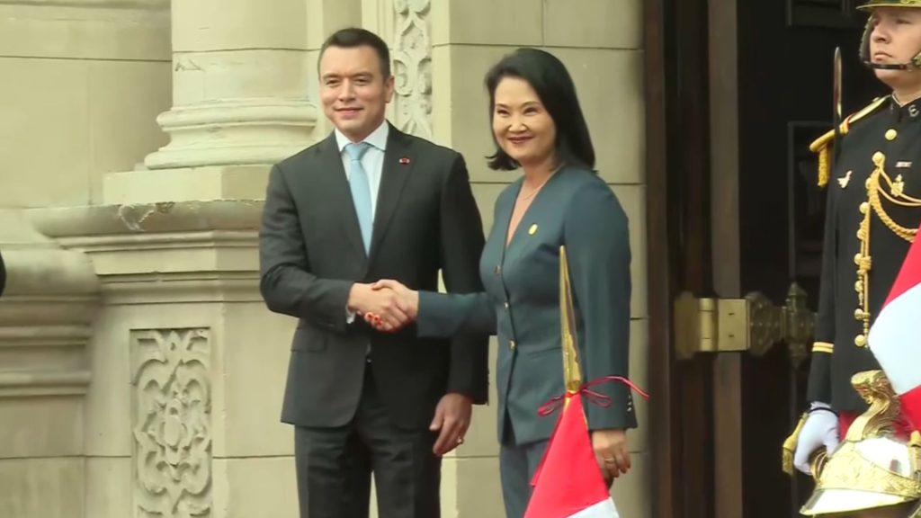 Keiko Fujimori recibió al presidente de Ecuador, Daniel Noboa, en Palacio de Gobierno | VIDEO