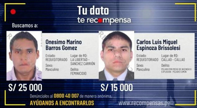 Prófugos buscados por feminicidio y peligro común son incluidos en el Programa de Recompensas