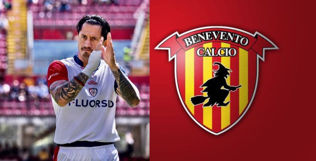Gianluca Lapadula anoto un gol en la victoria del Cagliari ante su ex equipo, el Benevento