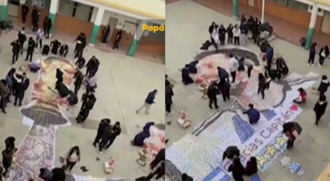 Argentina: estudiantes hacen mural de Lionel Messi con tapas