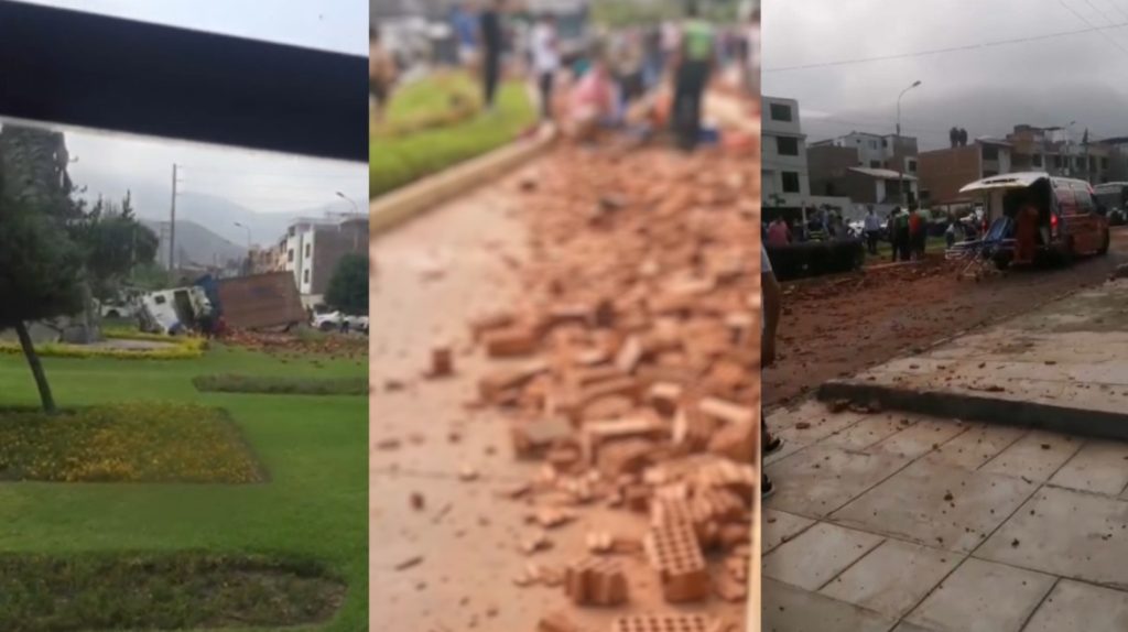 La Molina: volcadura de camión de ladrillos deja 5 heridos