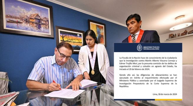 Fiscalía aclara a Vizcarra: Allanamientos no fueron a petición del exmandatario