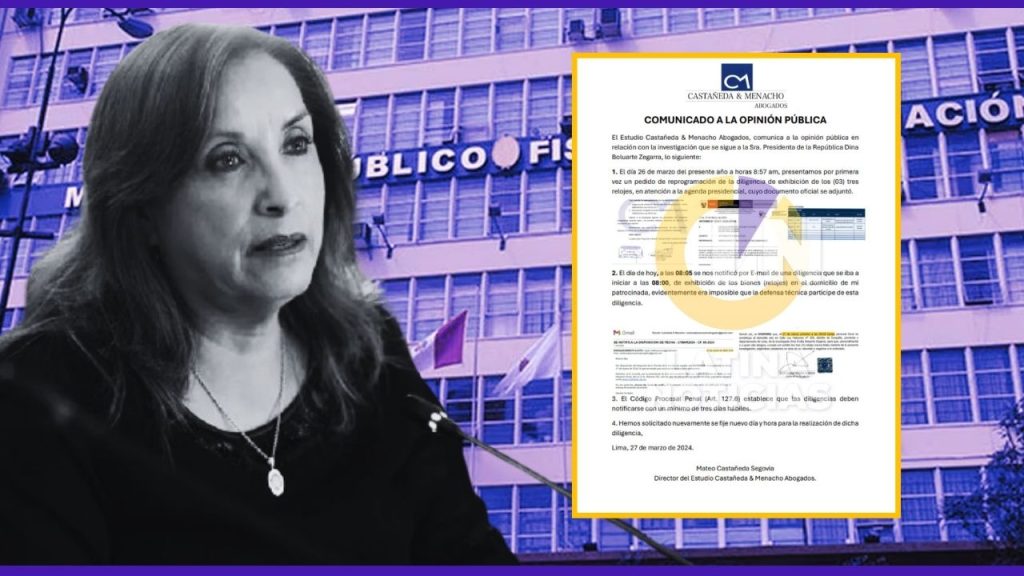 Abogado de Dina Boluarte responde a Fiscalía: “Diligencias deben notificarse con un mínimo de 3 días hábiles”