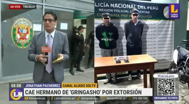 Capturan al hermano de “Gringasho” por extorsión a colegios en Trujillo