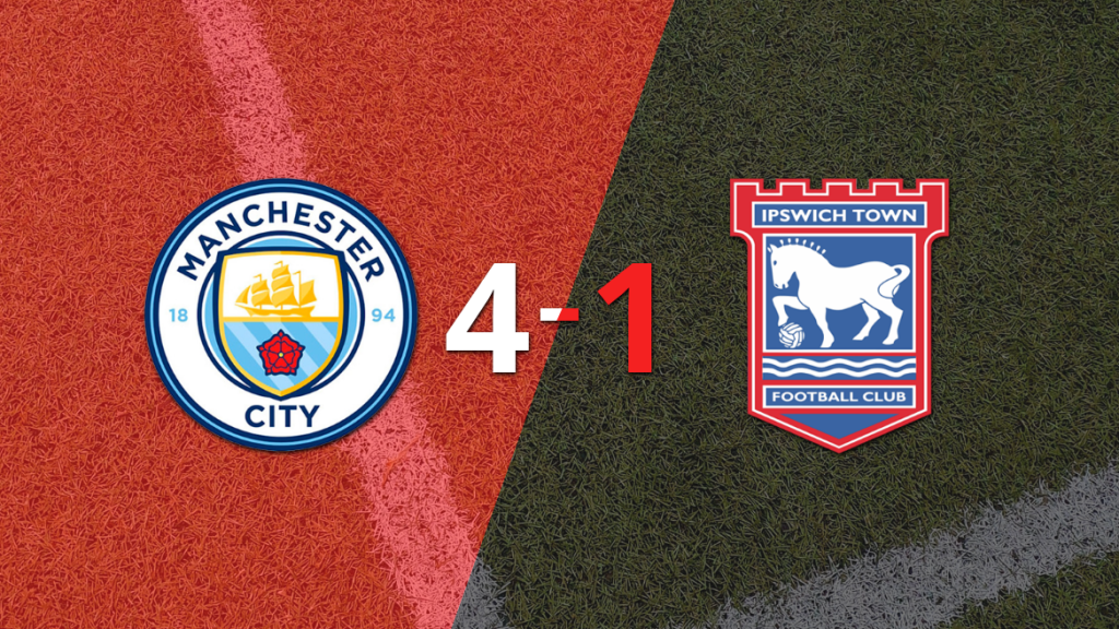 Manchester City remonta y golea 4-1 a Ipswich Town en un festival de fútbol