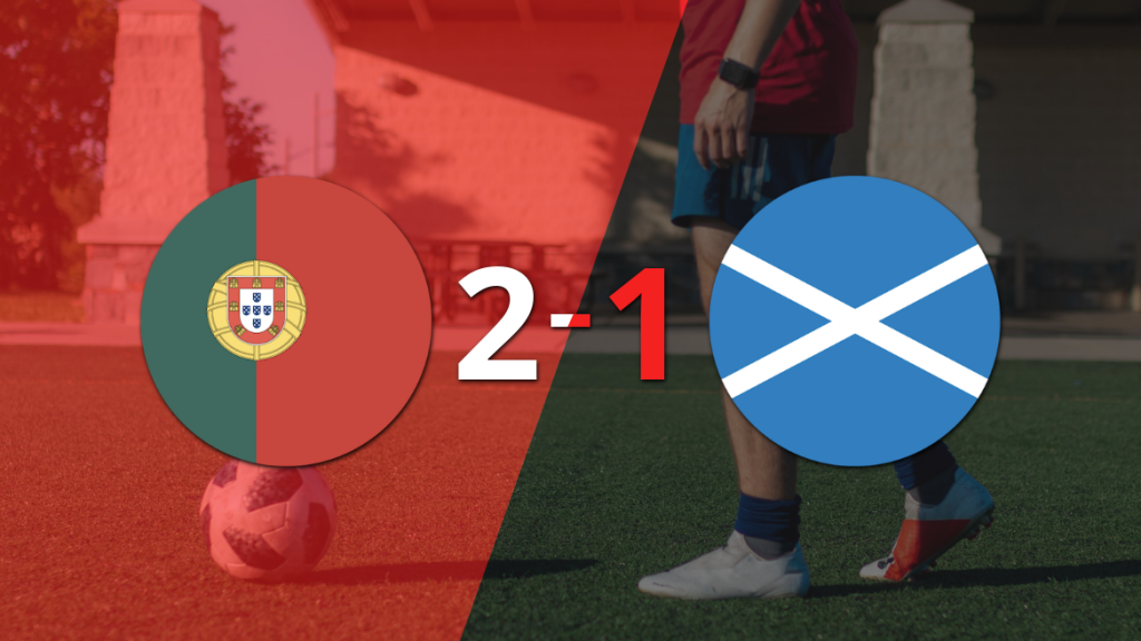 Portugal logró dar vuelta el marcador y vencer 2-1 a Escocia con gol agónico