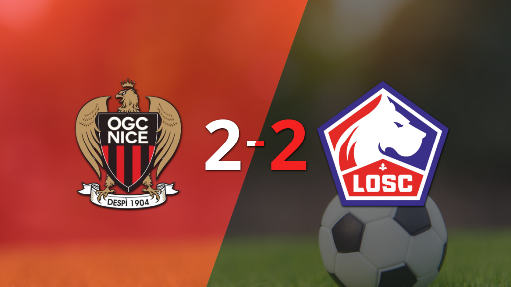 Sobre el final, Tom Louchet marcó el gol del empate entre Nice y Lille