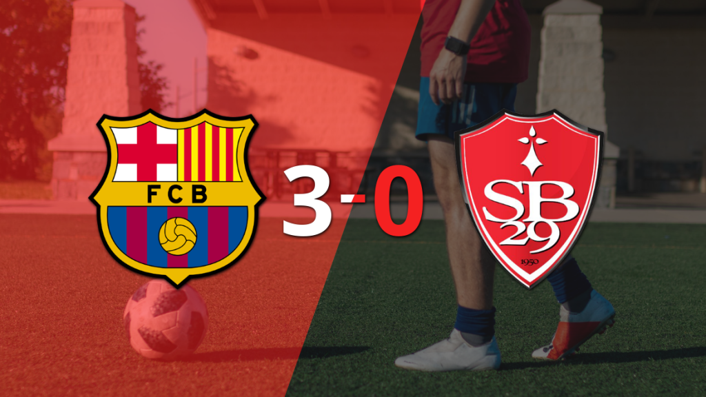 Doblete de Robert Lewandowski en la goleada de Barcelona frente a Stade Brestois