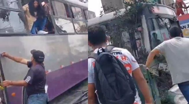 Choque de Corredor Morado provoca caída de poste en SJL: hay varios heridos | VIDEO