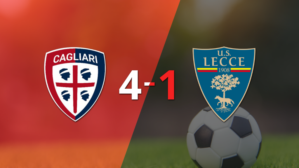 Cagliari volteó el marcador y goleó 4-1 a Lecce