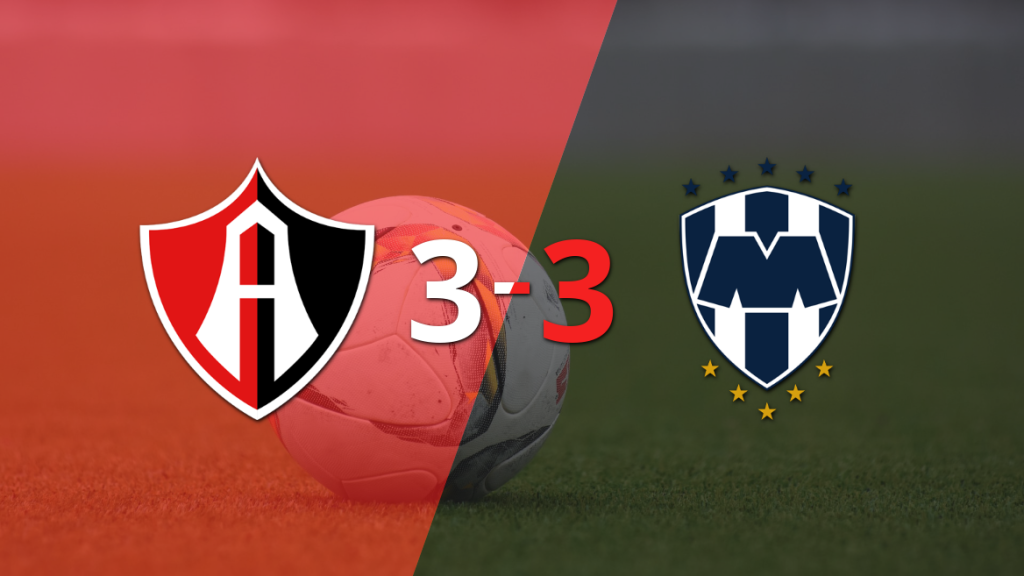 Atlas empató 3-3 ante CF Monterrey con doblete de Jeremy Márquez