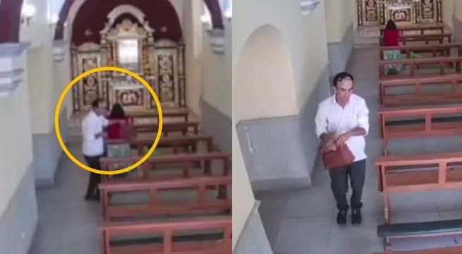 Mujer sufre robo mientras rezaba en iglesia de Lambayeque | VIDEO