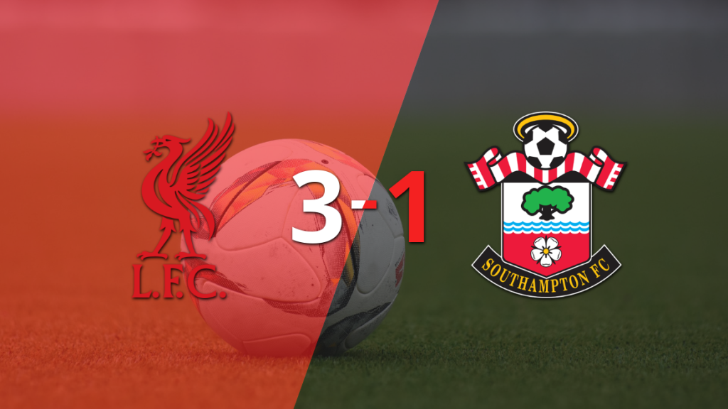 Liverpool logró dar vuelta el marcador y vencer 3-1 a Southampton