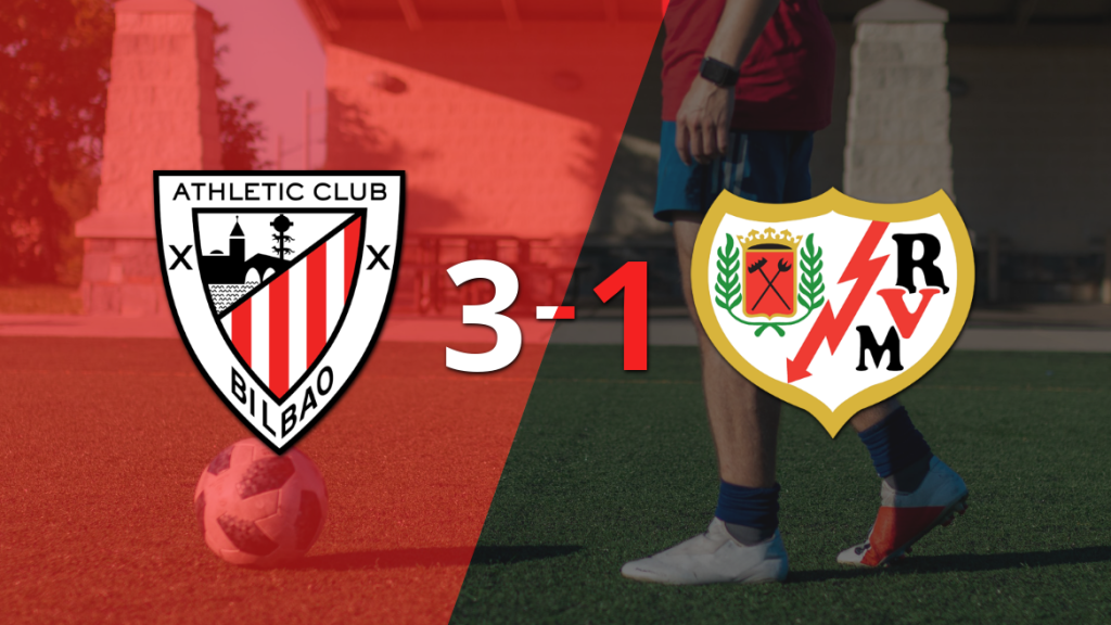 Athletic Bilbao se lo dio vuelta a Rayo Vallecano y le ganó 3 a 1