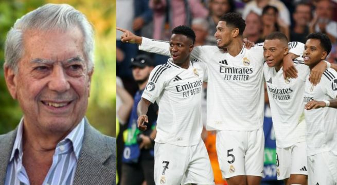 Mario Vargas Llosa es homenajeado por Real Madrid en partido de Champions League