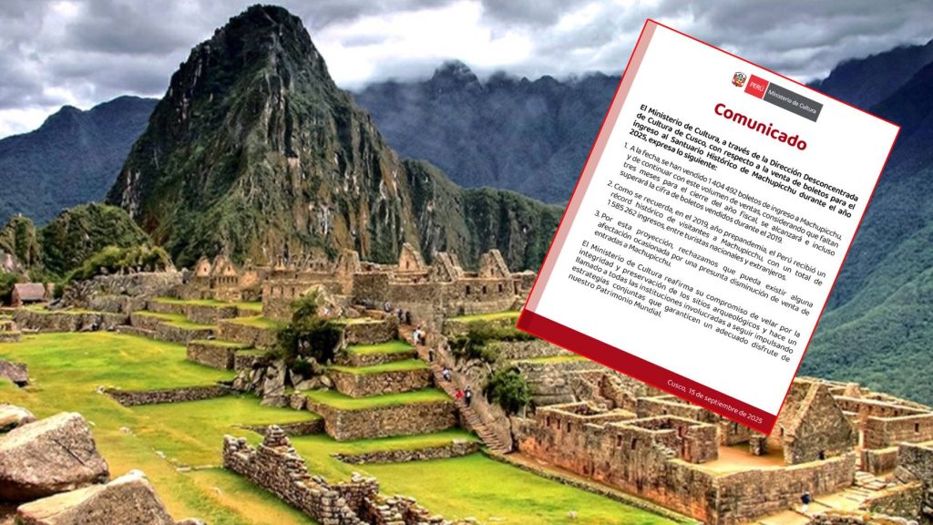Ministerio de Cultura rechaza que haya descendido la venta de entradas a Machu Picchu